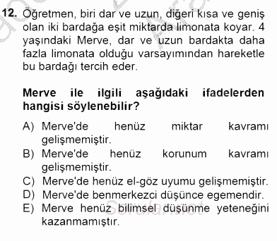 İlköğretime Hazırlık Ve İlköğretim Programları 2014 - 2015 Ara Sınavı 12.Soru