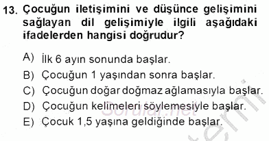 İlköğretime Hazırlık Ve İlköğretim Programları 2014 - 2015 Ara Sınavı 13.Soru