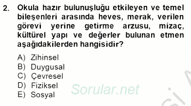 İlköğretime Hazırlık Ve İlköğretim Programları 2014 - 2015 Ara Sınavı 2.Soru