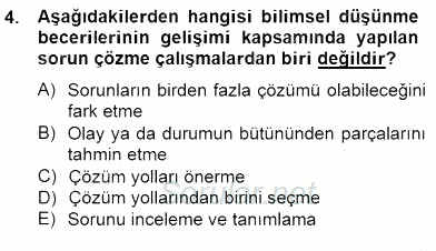 İlköğretime Hazırlık Ve İlköğretim Programları 2014 - 2015 Ara Sınavı 4.Soru