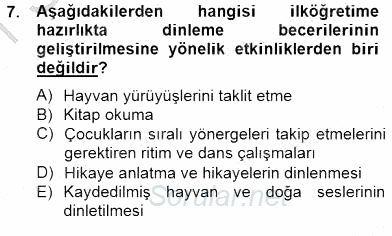 İlköğretime Hazırlık Ve İlköğretim Programları 2014 - 2015 Ara Sınavı 7.Soru