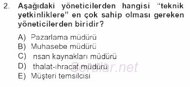 İşletme Yönetimi 2012 - 2013 Tek Ders Sınavı 2.Soru