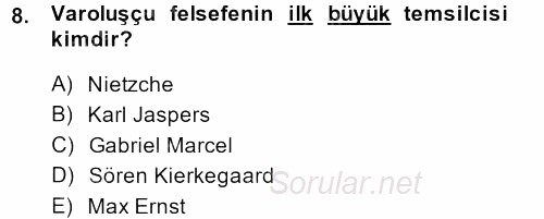 Batı Edebiyatında Akımlar 2 2013 - 2014 Dönem Sonu Sınavı 8.Soru