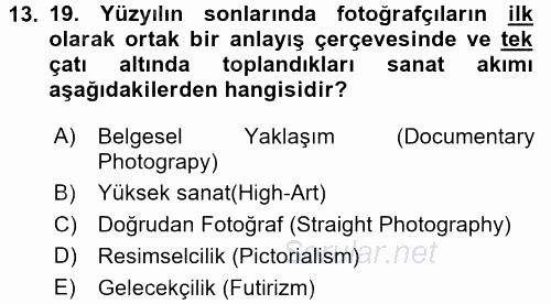 Fotoğraf Tarihi 2016 - 2017 Ara Sınavı 13.Soru