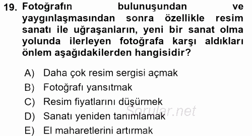 Fotoğraf Tarihi 2016 - 2017 Ara Sınavı 19.Soru