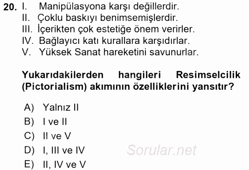 Fotoğraf Tarihi 2016 - 2017 Ara Sınavı 20.Soru