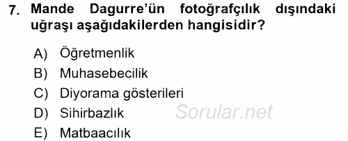 Fotoğraf Tarihi 2016 - 2017 Ara Sınavı 7.Soru