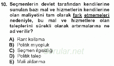 Kamu Ekonomisi 1 2012 - 2013 Tek Ders Sınavı 10.Soru