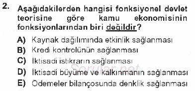 Kamu Ekonomisi 1 2012 - 2013 Tek Ders Sınavı 2.Soru