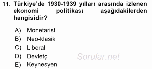 Maliye Politikası 2015 - 2016 Dönem Sonu Sınavı 11.Soru