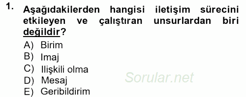 Halkla İlişkiler Ve İletişim 2012 - 2013 Ara Sınavı 1.Soru