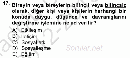 Halkla İlişkiler Ve İletişim 2012 - 2013 Ara Sınavı 17.Soru