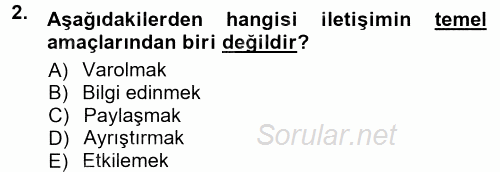 Halkla İlişkiler Ve İletişim 2012 - 2013 Ara Sınavı 2.Soru