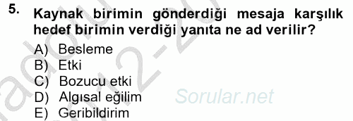 Halkla İlişkiler Ve İletişim 2012 - 2013 Ara Sınavı 5.Soru