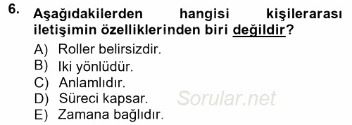 Halkla İlişkiler Ve İletişim 2012 - 2013 Ara Sınavı 6.Soru