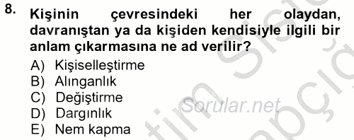 Halkla İlişkiler Ve İletişim 2012 - 2013 Ara Sınavı 8.Soru