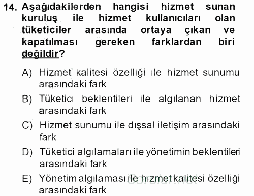 Sosyal Hizmet Yönetimi 2014 - 2015 Ara Sınavı 14.Soru