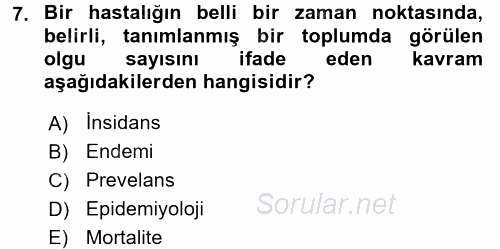 Sağlıklı Yaşam 2015 - 2016 Tek Ders Sınavı 7.Soru