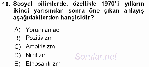 Çalışma Sosyolojisi 2015 - 2016 Dönem Sonu Sınavı 10.Soru