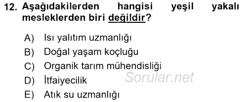 Çalışma Sosyolojisi 2015 - 2016 Dönem Sonu Sınavı 12.Soru