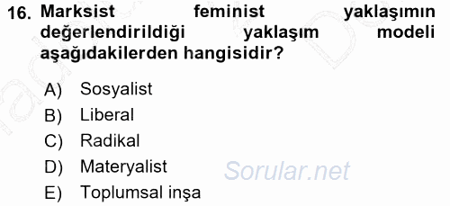 Çalışma Sosyolojisi 2015 - 2016 Dönem Sonu Sınavı 16.Soru