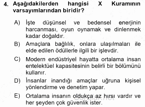 Çalışma Sosyolojisi 2015 - 2016 Dönem Sonu Sınavı 4.Soru