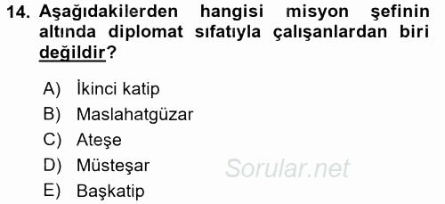 Uluslararası Hukuk 1 2017 - 2018 Dönem Sonu Sınavı 14.Soru