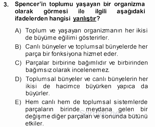 Türkiye´nin Toplumsal Yapısı 2013 - 2014 Tek Ders Sınavı 3.Soru