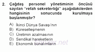 Örgütlerde İnsan Kaynakları Yönetimi 2014 - 2015 Dönem Sonu Sınavı 2.Soru