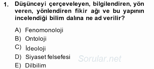 İletişim Kuramları 2014 - 2015 Dönem Sonu Sınavı 1.Soru