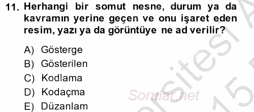 İletişim Kuramları 2014 - 2015 Dönem Sonu Sınavı 11.Soru