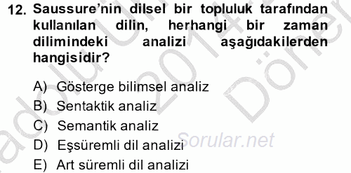 İletişim Kuramları 2014 - 2015 Dönem Sonu Sınavı 12.Soru