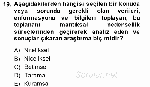 İletişim Kuramları 2014 - 2015 Dönem Sonu Sınavı 19.Soru