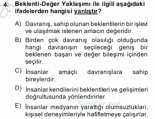 İletişim Kuramları 2014 - 2015 Dönem Sonu Sınavı 4.Soru