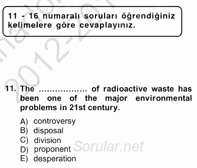 İleri Okuma Ve Yazma Becerileri 2 2012 - 2013 Ara Sınavı 11.Soru
