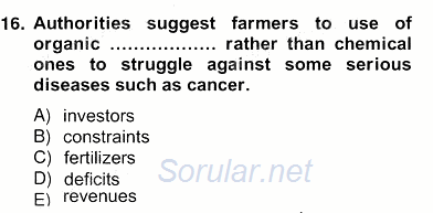 İleri Okuma Ve Yazma Becerileri 2 2012 - 2013 Ara Sınavı 16.Soru