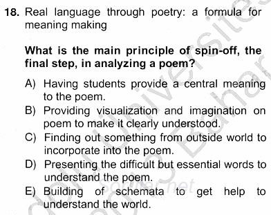 İleri Okuma Ve Yazma Becerileri 2 2012 - 2013 Ara Sınavı 18.Soru