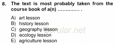 İleri Okuma Ve Yazma Becerileri 2 2012 - 2013 Ara Sınavı 8.Soru