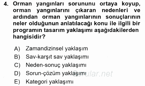 Radyo ve Televizyon Programcılığının Temel Kavramları 2015 - 2016 Dönem Sonu Sınavı 4.Soru