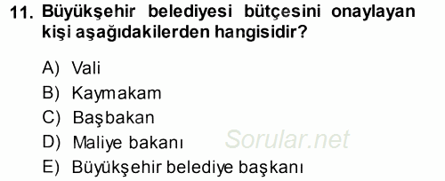 Kentleşme ve Konut Politikaları 2013 - 2014 Tek Ders Sınavı 11.Soru