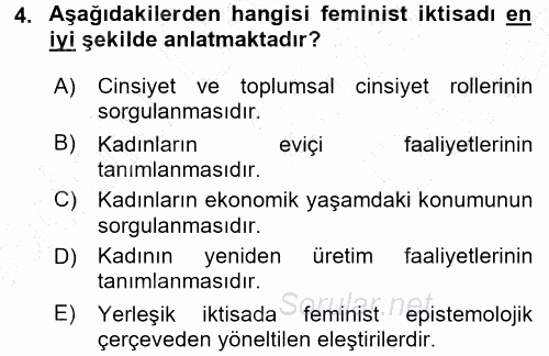 Ekonomi Sosyolojisi 2015 - 2016 Dönem Sonu Sınavı 4.Soru