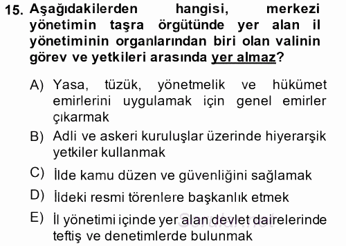 Sosyal Hizmet Yönetimi 2014 - 2015 Dönem Sonu Sınavı 15.Soru