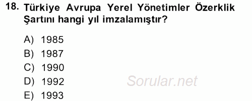 Sosyal Hizmet Yönetimi 2014 - 2015 Dönem Sonu Sınavı 18.Soru