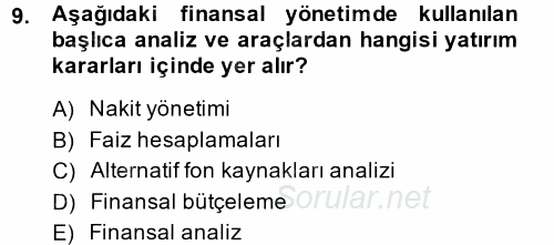 Sosyal Hizmet Yönetimi 2014 - 2015 Dönem Sonu Sınavı 9.Soru