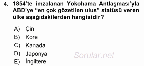 Amerikan Dış Politikası 2017 - 2018 3 Ders Sınavı 4.Soru