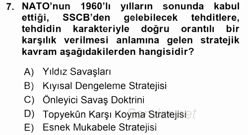 Amerikan Dış Politikası 2017 - 2018 3 Ders Sınavı 7.Soru