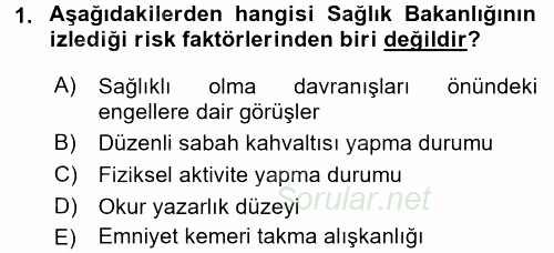 Sağlık Hizmetlerinde Araştırma Ve Değerlendirme 2016 - 2017 Ara Sınavı 1.Soru