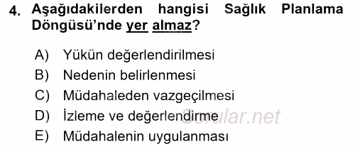 Sağlık Hizmetlerinde Araştırma Ve Değerlendirme 2016 - 2017 Ara Sınavı 4.Soru