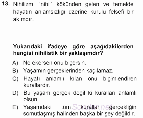 Çağdaş Sosyoloji Kuramları 2012 - 2013 Dönem Sonu Sınavı 13.Soru