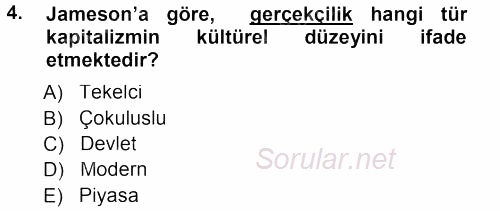Çağdaş Sosyoloji Kuramları 2012 - 2013 Dönem Sonu Sınavı 4.Soru